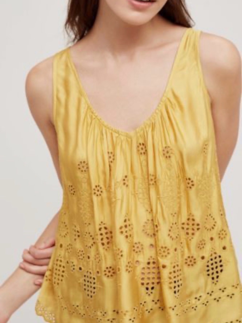 Anthropologie Vanessa Virginia Eyelet Embroidered Top – Yellow, Size 4